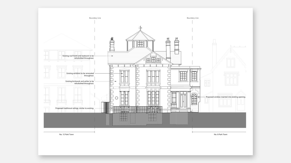 Architectural elevation — residential property, Oxford